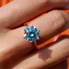 5.00 Ct Round Blue Moissanite Solitaire Ring in Certified Jewellery 18K Gold Plated V 18K Gold Plated