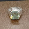 9.00 Ct Emerald Cut Blue Moissanite Ring in Certified Statement 18K Gold Plated Ver 18K Gold Plated