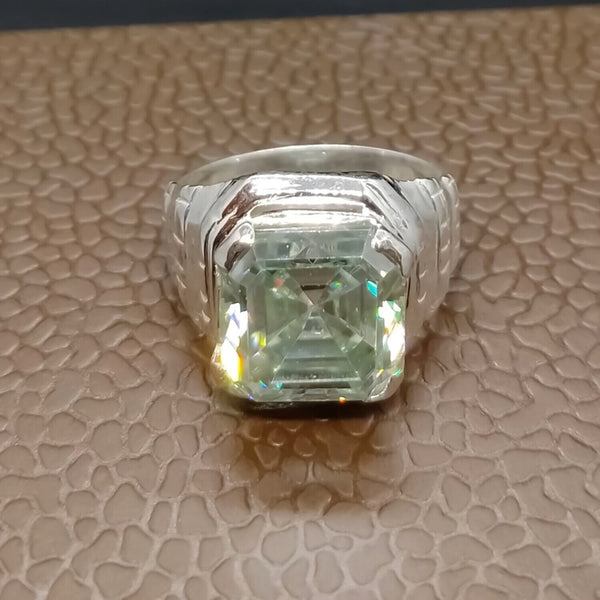 9.00 Ct Emerald Cut Blue Moissanite Ring in Certified Statement 18K Gold Plated Ver 18K Gold Plated