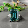 5.85 Ct Emerald Cut Blue Moissanite Ring In With EGL Certificate 18K Gold Plated Ve 18K Gold Plated