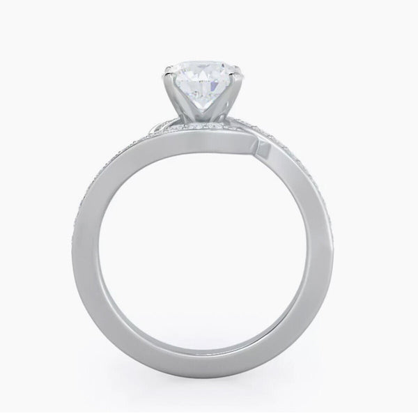 3.20 Ct Certified Round Cut White Moissanite Ring In For Engagement 18K Gold Plated
