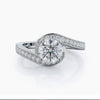 3.20 Ct Certified Round Cut White Moissanite Ring In For Engagement 18K Gold Plated