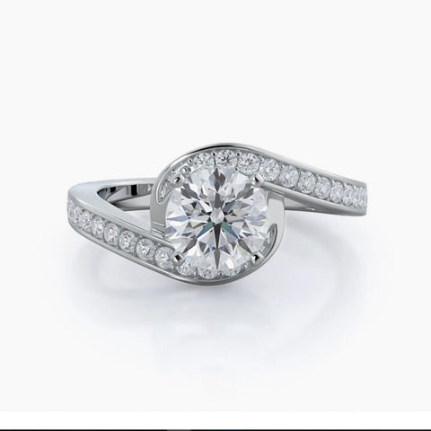 3.20 Ct Certified Round Cut White Moissanite Ring In For Engagement 18K Gold Plated