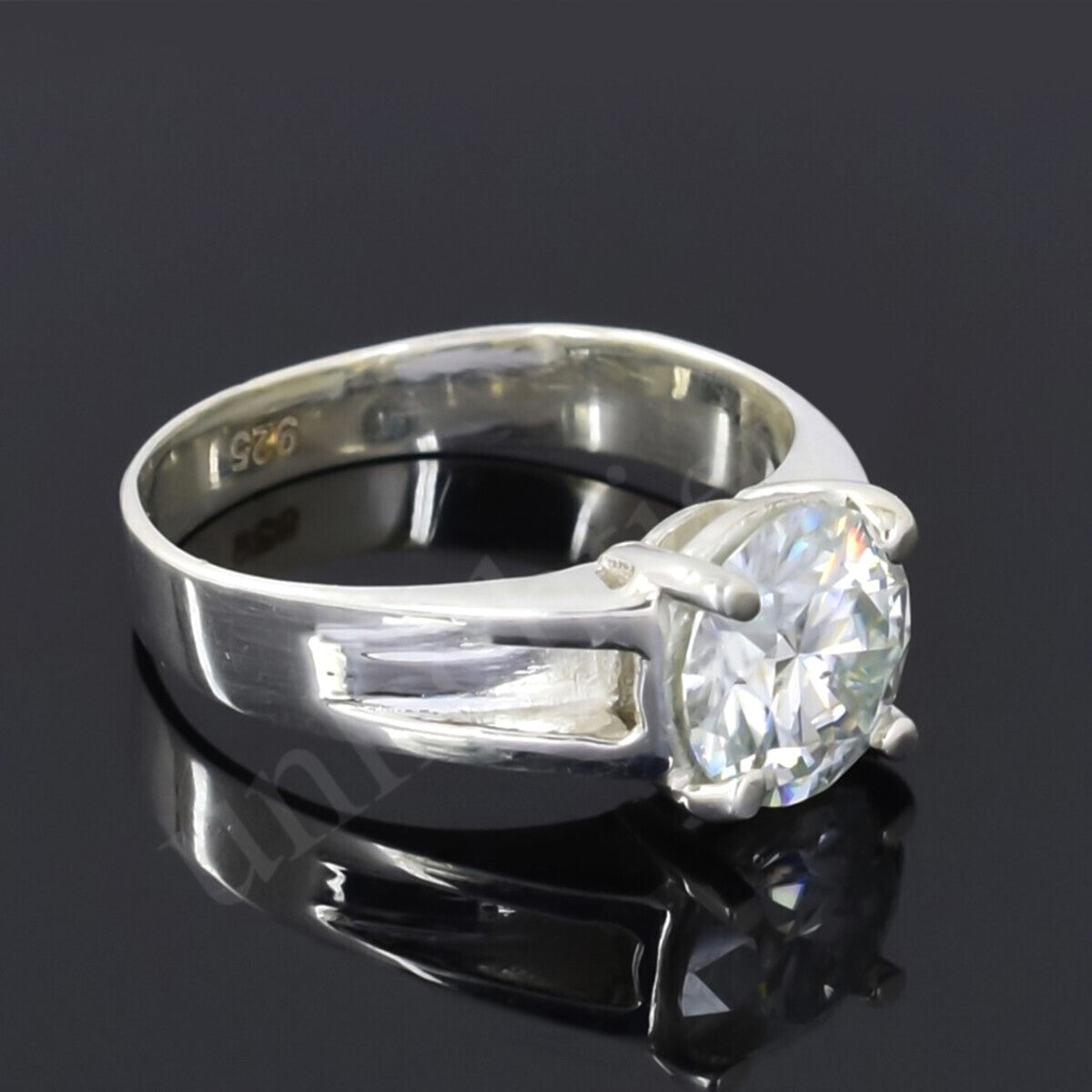 2.50 Cts White Round Cut Certified Moissanite Solitaire Rings 18K Gold Plated Verme 18K Gold Plated