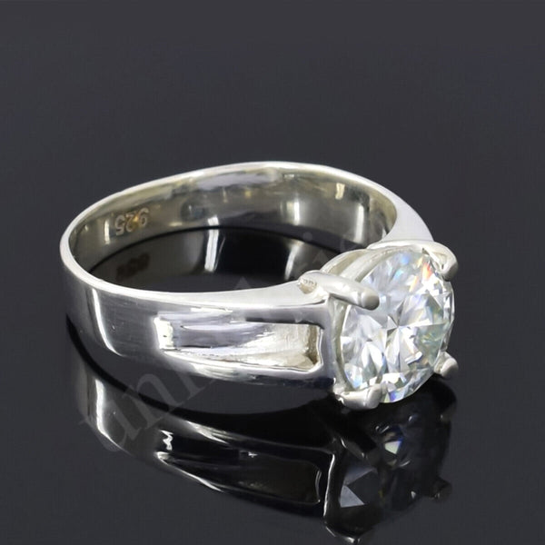 2.50 Cts White Round Cut Certified Moissanite Solitaire Rings 18K Gold Plated Verme 18K Gold Plated