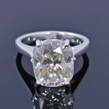 6.75 Ct EGL Certified Cushion Cut White Moissanite Ring 18K Gold Plated