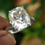 6.75 Ct EGL Certified Cushion Cut White Moissanite Ring 18K Gold Plated