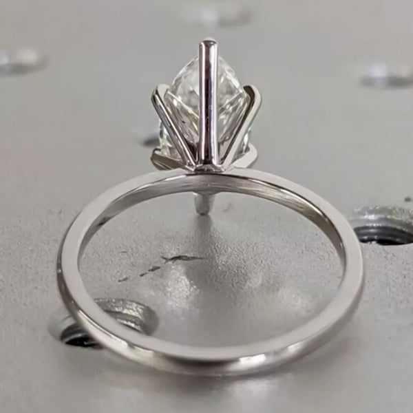 16.50 Ct EGL Certified Marquise Cut White Moissanite Ring 18K Gold Plated