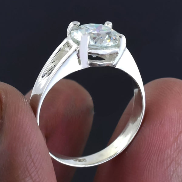 2.50 Cts White Round Cut Certified Moissanite Solitaire Rings 18K Gold Plated Verme 18K Gold Plated