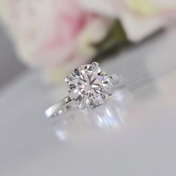 Certified 3.25 Ct Round Cut White Moissanite Solitaire Statement Ring 18K Gold Plat 18K Gold Plated