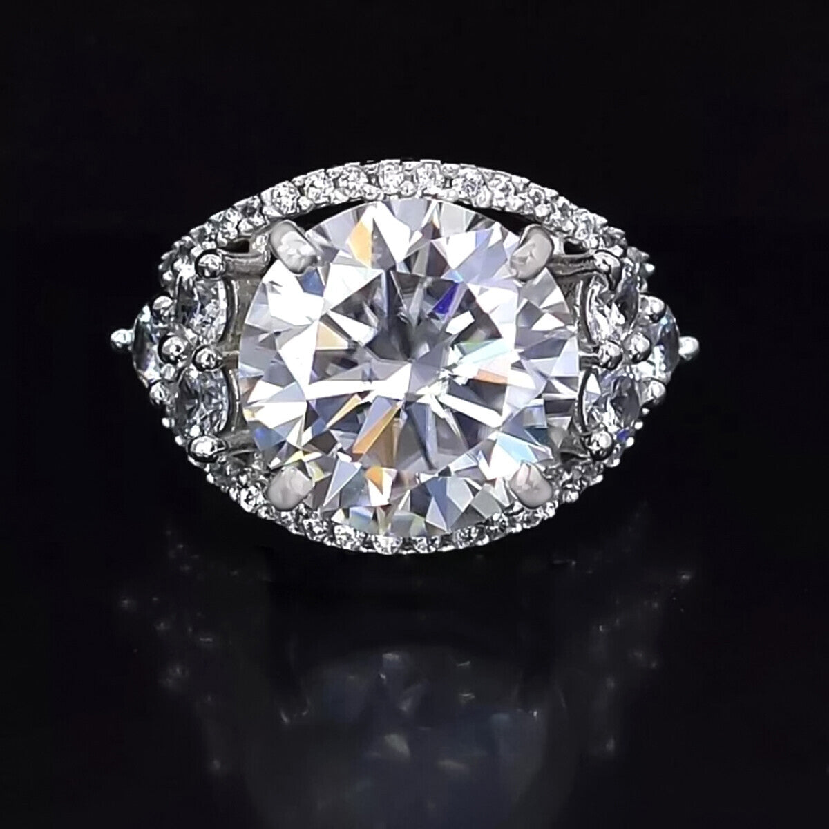 8.60 Ct White Brilliant Cut Moissanite Solitaire Ring Women 18K Gold Plated