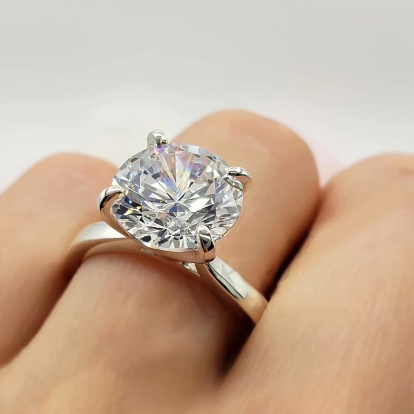 2.90 Ct Certified Round Cut F VS1 White Moissanite Ring In For Love 18K Gold Plated