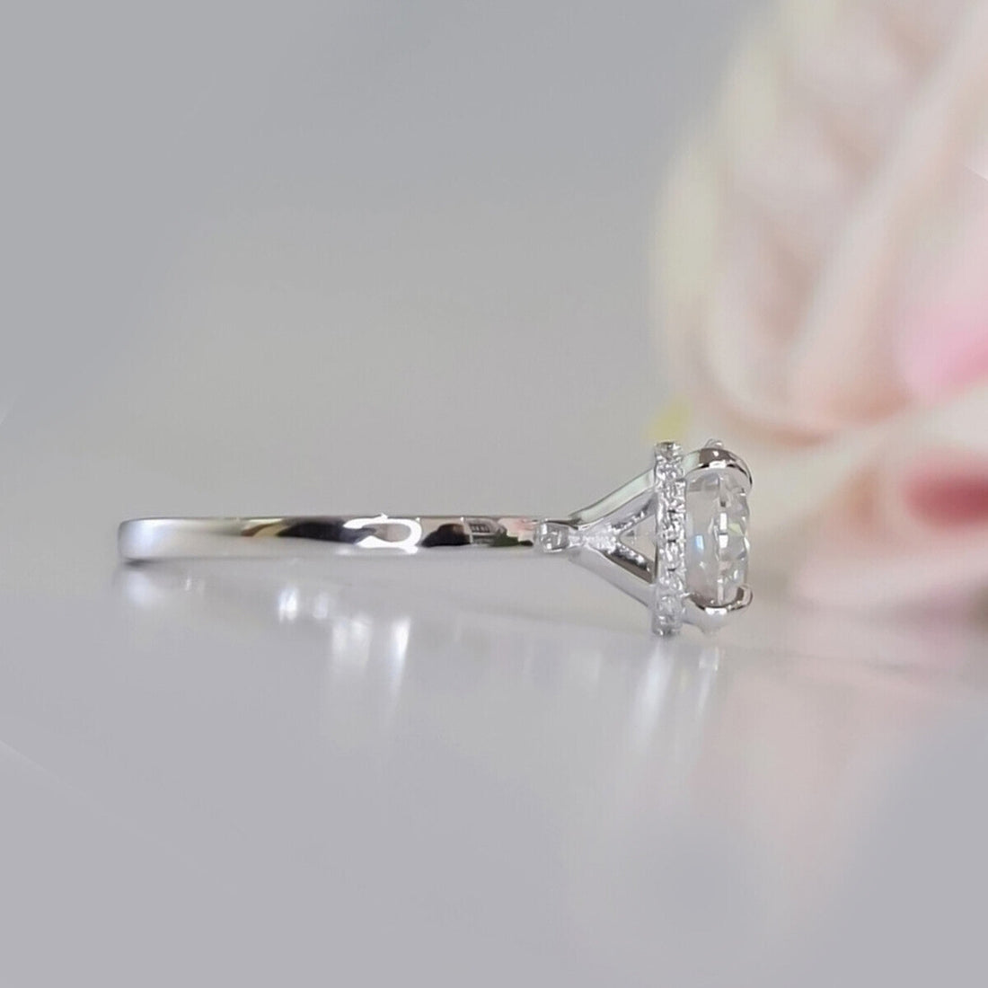 Certified 3.25 Ct Round Cut White Moissanite Solitaire Statement Ring 18K Gold Plated