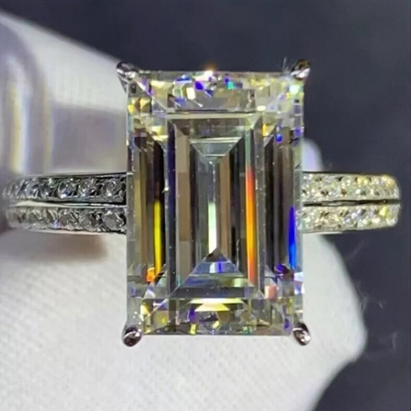 6.10 Ct Certified Marquise Cut F VS1 CVD White Moissanite Solitaire Ring 18K Gold P 18K Gold Plated