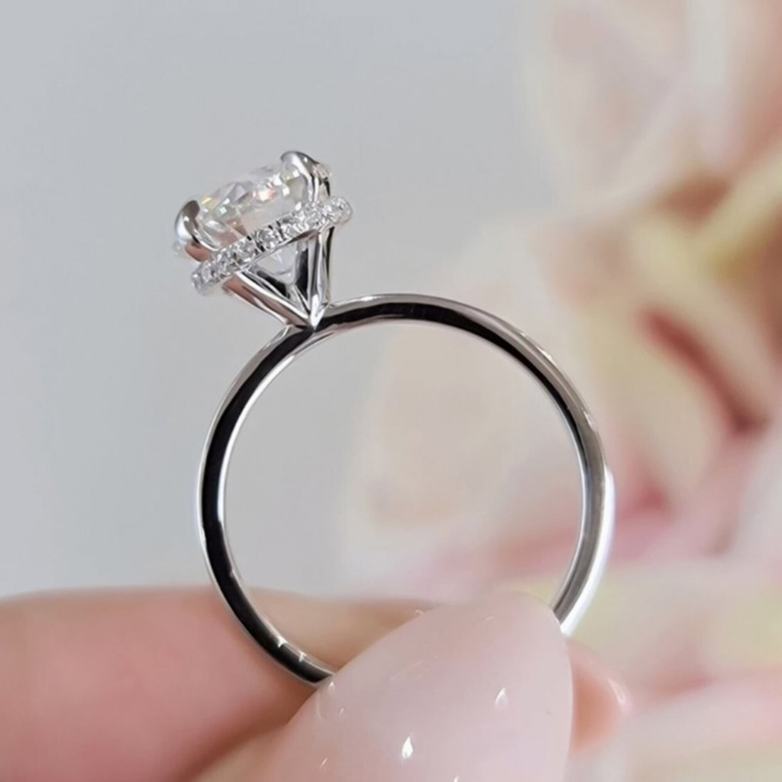 Certified 3.25 Ct Round Cut White Moissanite Solitaire Statement Ring 18K Gold Plated