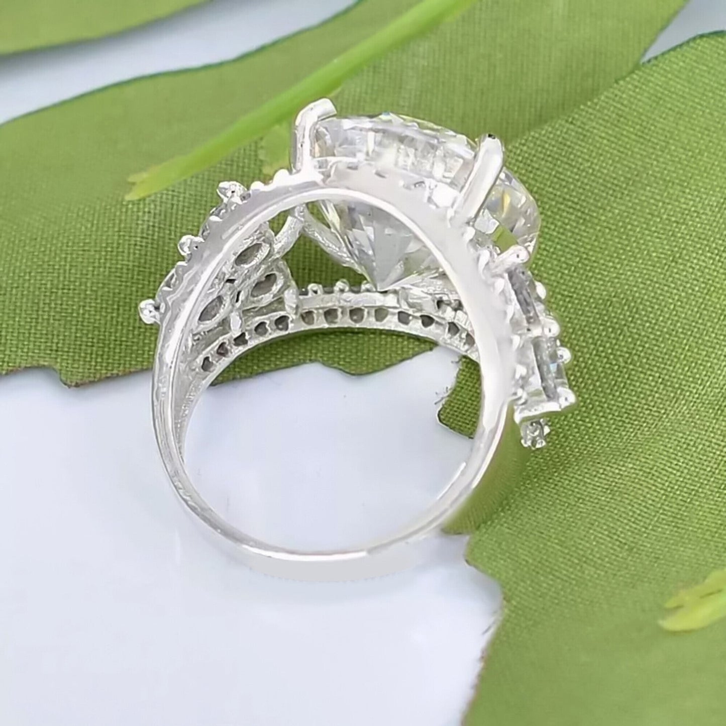 8.60 Ct White Brilliant Cut Moissanite Solitaire Ring Women 18K Gold Plated
