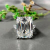 14.50 Ct EGL Certified White Emerald Cut Moissanite Ring 18K Gold Plated