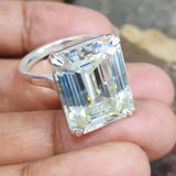 9.00 Ct White Moissanite Emerald Cut Solitaire Ring For Wife 18K Gold Plated Vermeil