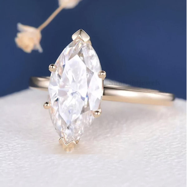 26.20 Ct Certified Emerald Cut Solitaire Big Moissanite Ring 18K Gold Plated Vermei 18K Gold Plated