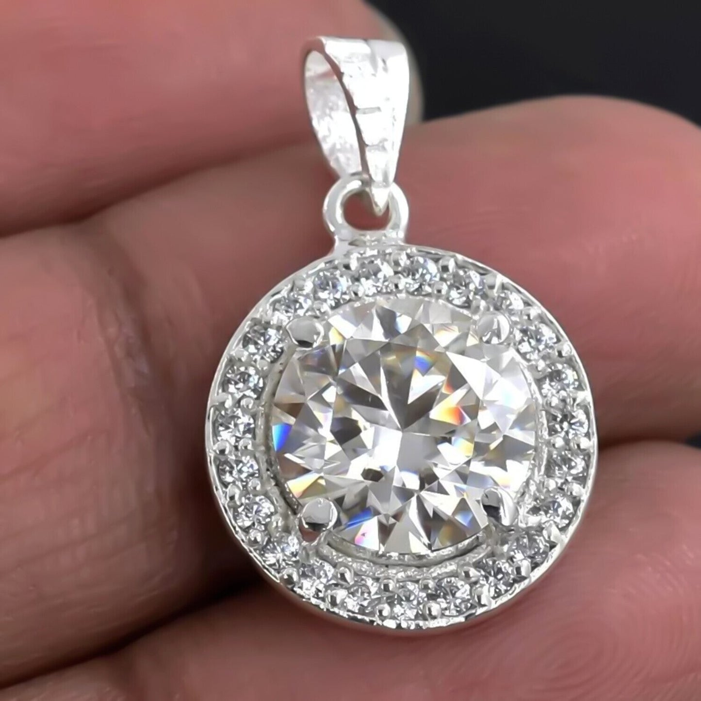 4.50 Ct Certified F VS1 White Moissanite Pendant in Gold Vermeil Labor Day Gift - View 2 - GEMHUB