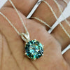 7.80 Ct Certified Round Blue Moissanite Pendant In Vermeil 925 Silver Jewellery - View 2 - GEMHUB
