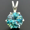 7.80 Ct Certified Round Blue Moissanite Pendant In Vermeil 925 Silver Jewellery - GEMHUB