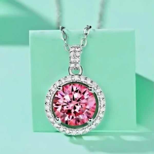 2.50Ct Certified Pink Moissanite Pendant in Gold Vermeil Gift for Birthday - GEMHUB