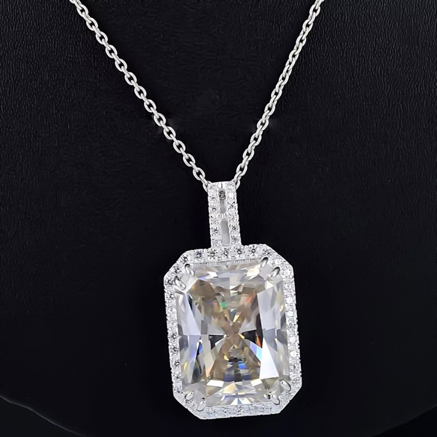 14.50 Ct F VS1 Moissanite Pendant in Gold Vermeil – Special Anniversary Jewellery - GEMHUB