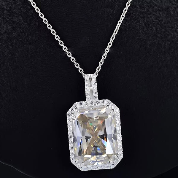 14.50 Ct F VS1 Moissanite Pendant in Gold Vermeil – Special Anniversary Jewellery - GEMHUB