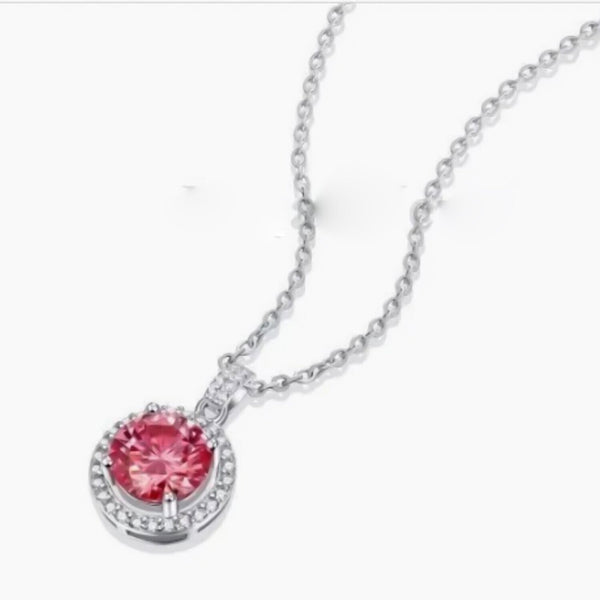 2.50Ct Certified Pink Moissanite Pendant in Gold Vermeil Gift for Birthday - View 3 - GEMHUB