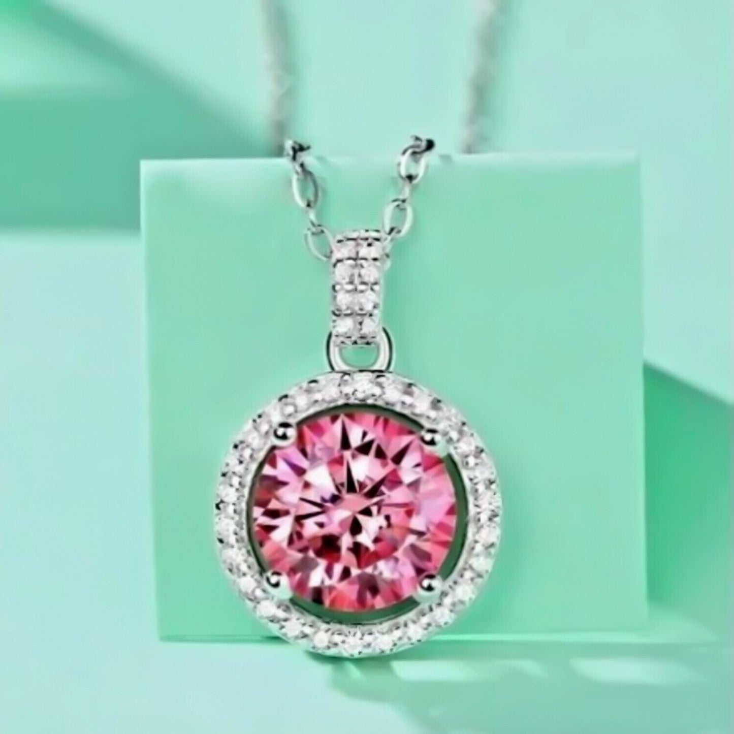2.50Ct Certified Pink Moissanite Pendant in Gold Vermeil Gift for Birthday - View 4 - GEMHUB