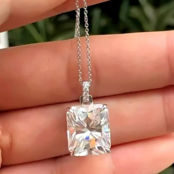 7.30 Ct White Moissanite Pendant in Gold Vermeil – Perfect Birthday Surprise - View 4 - GEMHUB