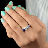 Certified 1.00 Ct White Moissanite Ring with Sapphire Accents – Labor Day Gift 18K 18K Gold Plated