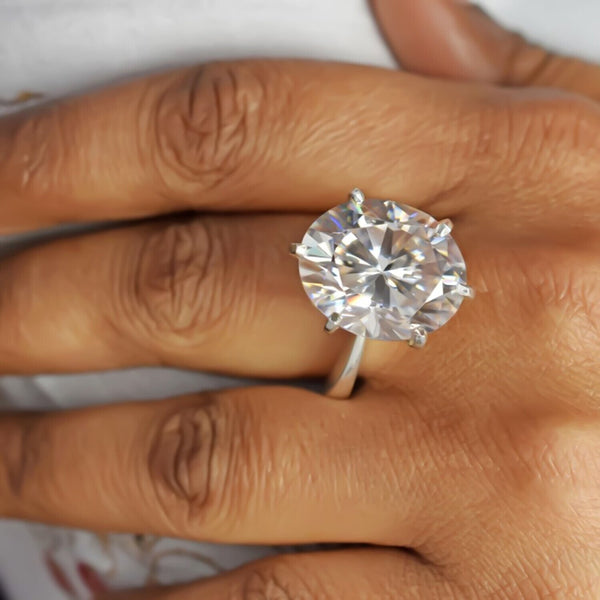 9.75 Ct Certified White Moissanite Solitaire Ring – Romantic Gift for Spouse 18K Go 18K Gold Plated