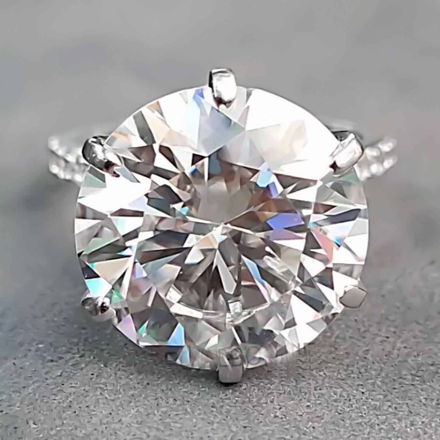 11.50 Ct Certified White Moissanite Solitaire Ring – Luxury Jewellery for Fall 18K Go 18K Gold Plated