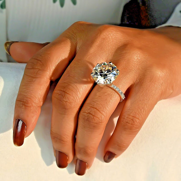 11.50 Ct Certified White Moissanite Solitaire Ring – Luxury Jewellery for Fall 18K Go 18K Gold Plated