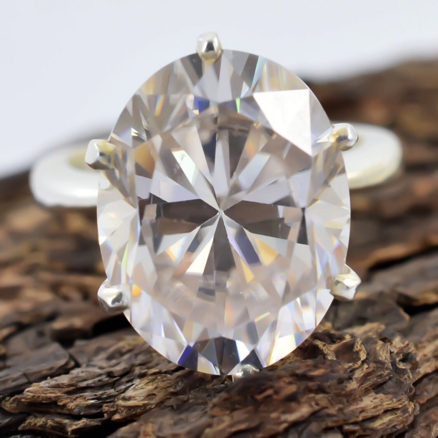 9.75 Ct Certified White Moissanite Solitaire Ring – Romantic Gift for Spouse 18K Go 18K Gold Plated