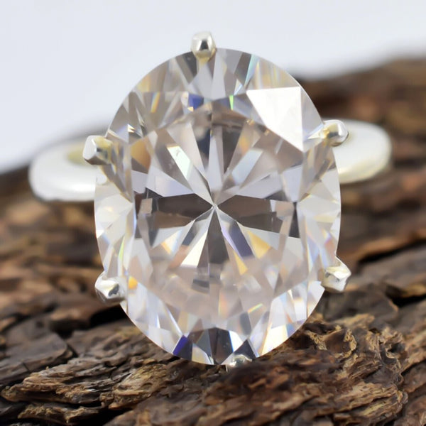 9.75 Ct Certified White Moissanite Solitaire Ring – Romantic Gift for Spouse 18K Go 18K Gold Plated