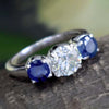 Certified 1.00 Ct White Moissanite Ring with Sapphire Accents – Labor Day Gift 18K 18K Gold Plated