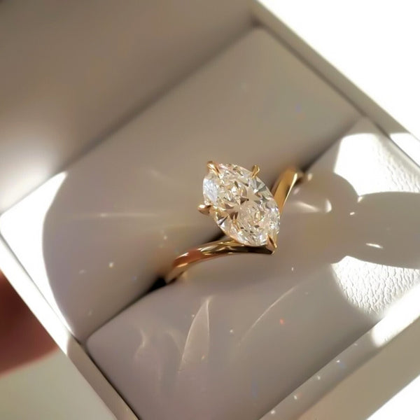 2.00 Ct Oval White Moissanite Solitaire Ring – Elegant Jewellery for Her Birthday 18K 18K Gold Plated
