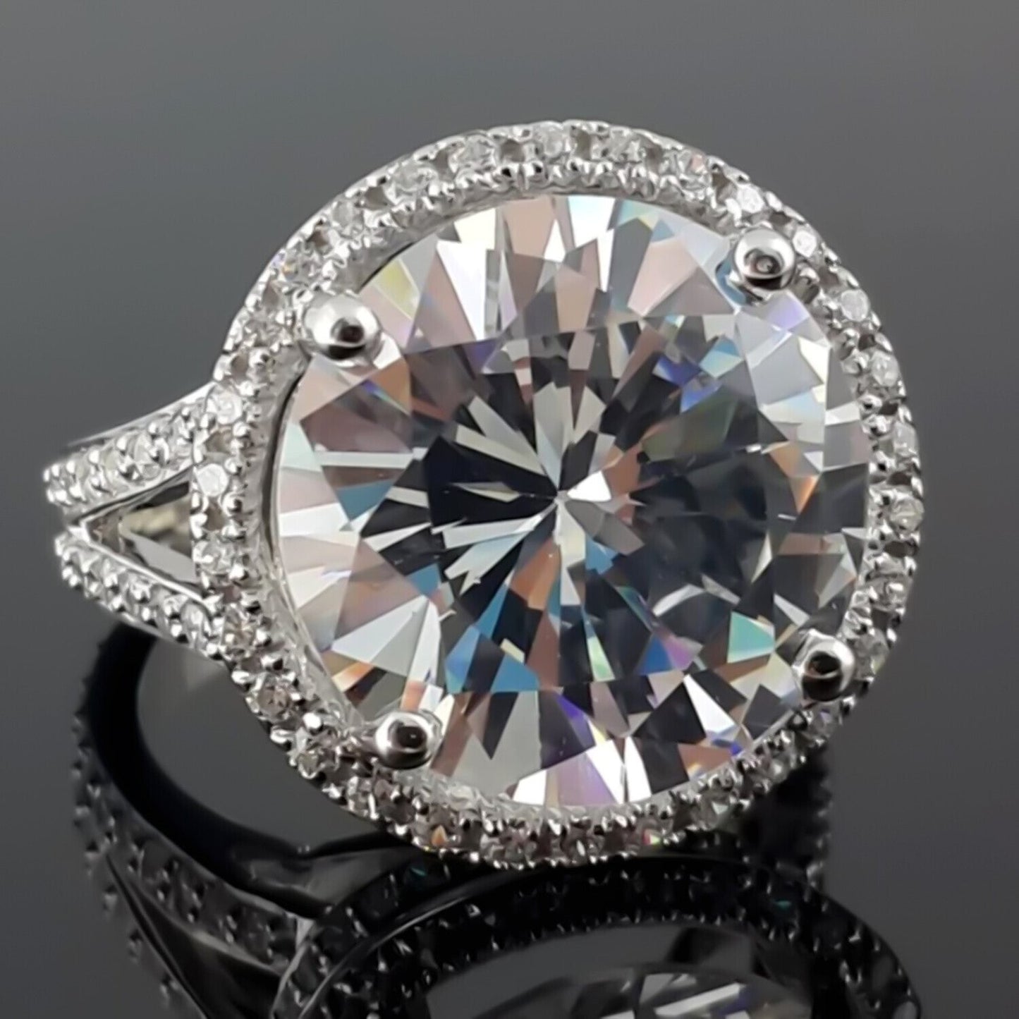 10.00 Ct Certified White Moissanite Solitaire Ring – Classic Engagement Ring 18K Go 18K Gold Plated