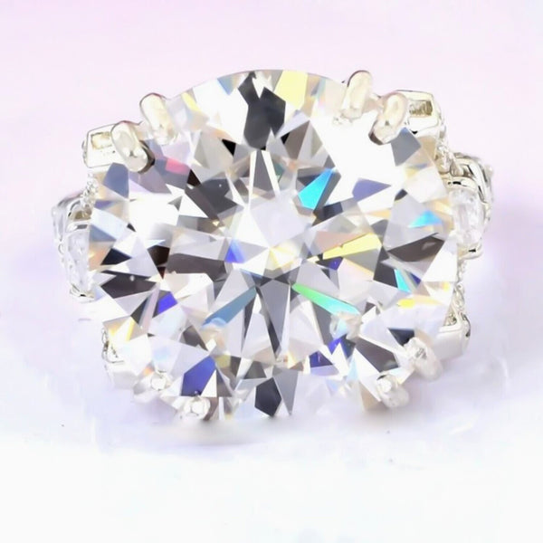 18.85 Ct Certified White Moissanite Solitaire Ring – Glamorous Bridal Jewellery 18K G 18K Gold Plated