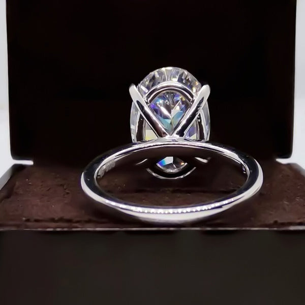 5.20 Ct Oval White Moissanite Solitaire Ring – Timeless Gift for Anniversary 18K Go 18K Gold Plated