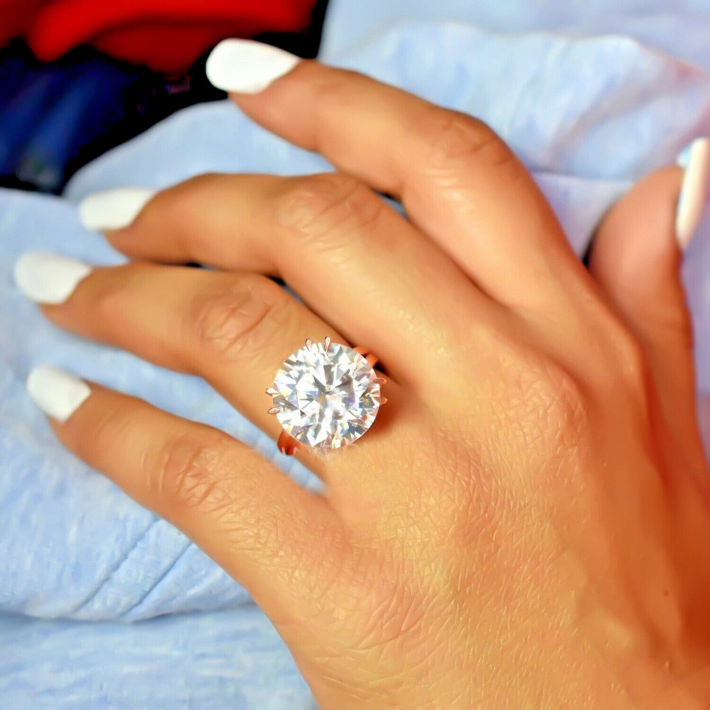 6.00 Ct Certified White Moissanite Ring in – Labor Day Jewellery Gift 18K Gold Plated