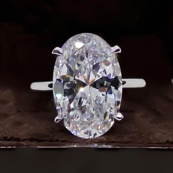 5.20 Ct Oval White Moissanite Solitaire Ring – Timeless Gift for Anniversary 18K Go 18K Gold Plated