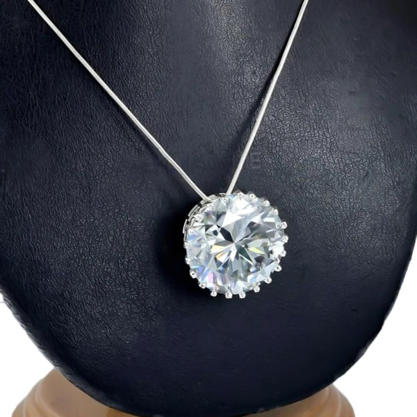 27 Ct Certified White Moissanite Solitaire Pendant Gold Vermeil New Year Gift - View 3 - GEMHUB