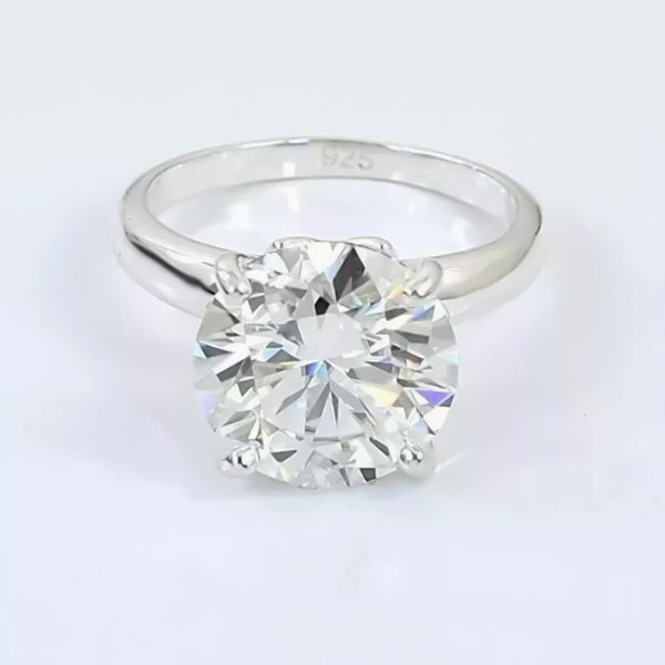 5.05 Ct Certified Round White Moissanite Solitaire Ring in – Gift 18K Gold Plated V 18K Gold Plated