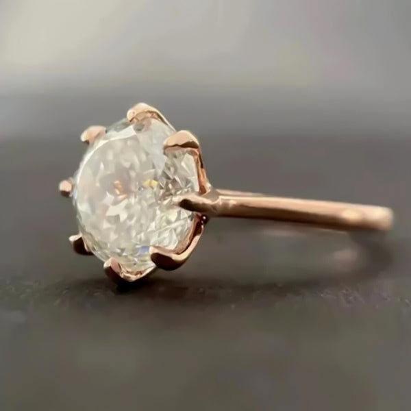 3.25 Ct Portuguese Cut White Moissanite Solitaire Ring – Xmas Gift 18K Gold Plated 18K Gold Plated