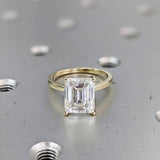 4.24 Ct Certified Emerald Cut White Moissanite Ring – Gift for Her 18K Gold Plated 18K Gold Plated