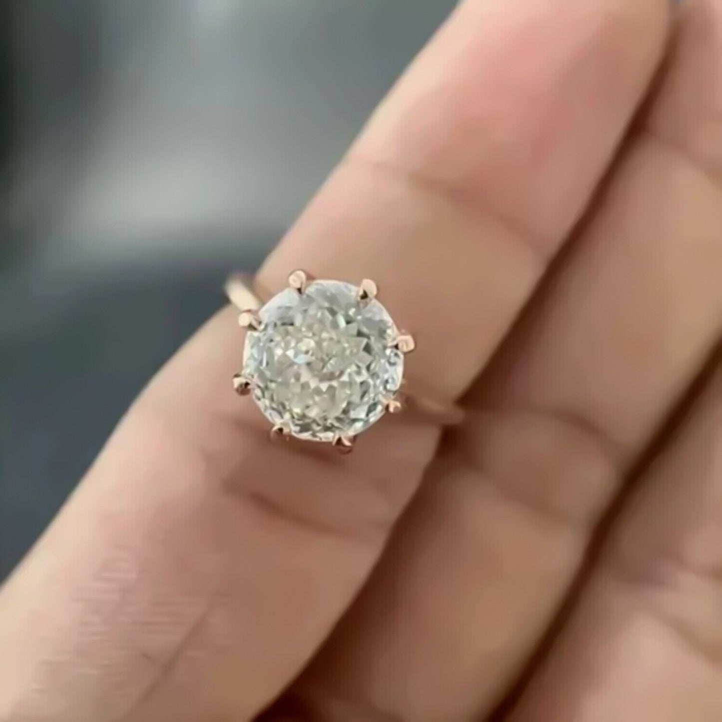 3.25 Ct Portuguese Cut White Moissanite Solitaire Ring – Xmas Gift 18K Gold Plated 18K Gold Plated